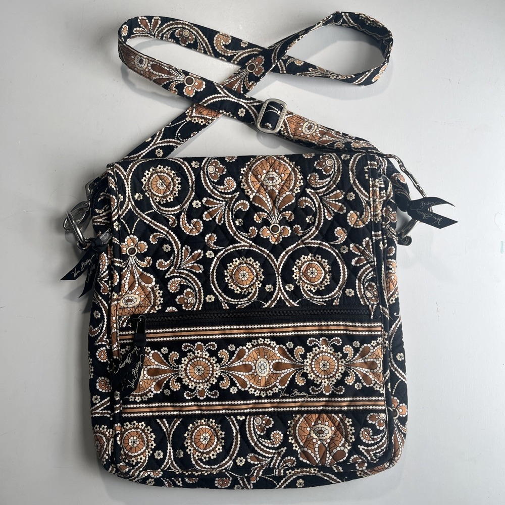 Vera Bradley Crossbody Paisley Caffe Latte Brown Black Bag Purse Flap Boho
